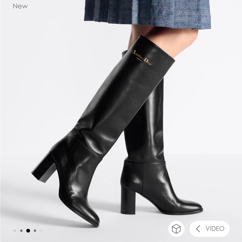 NWT CHRISTIAN DIOR black leather boots